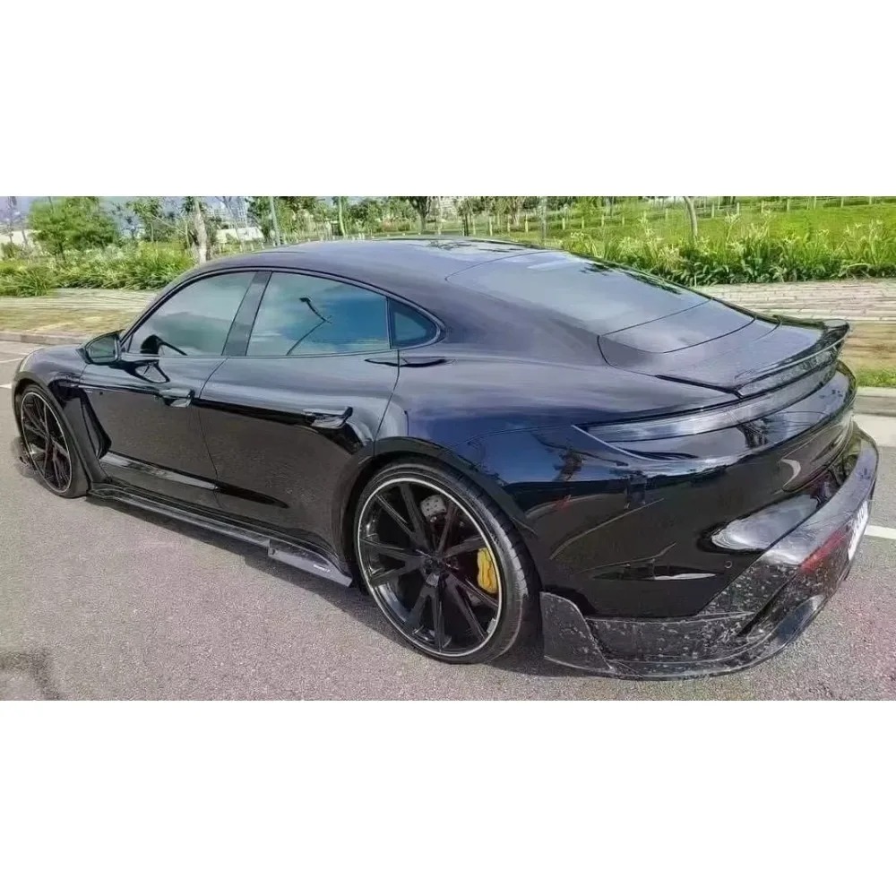 High Quality  New Style Dry Forged Carbon Fiber Front Lip Side Skirt Rear Diffusr Rear Wing for Taycan Turbo S  Perfect Fitment